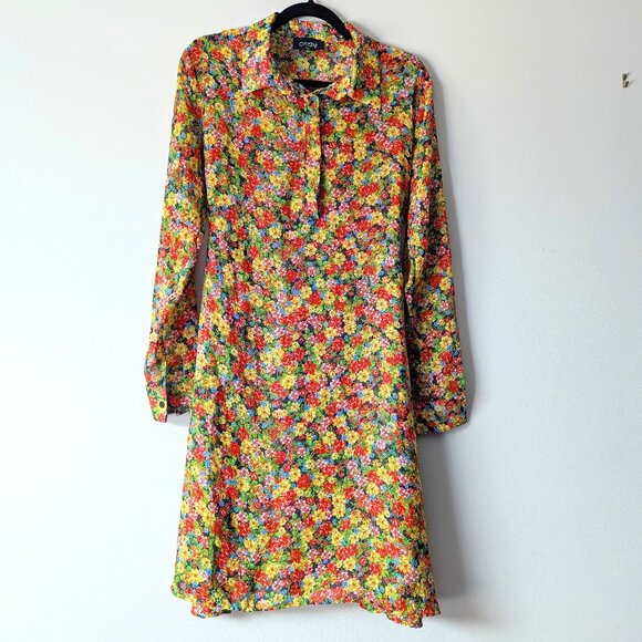 CHEPE Italy Tunic Dress Long Sleeve Floral Boho Size M Made in Italy - Picture 1 of 7